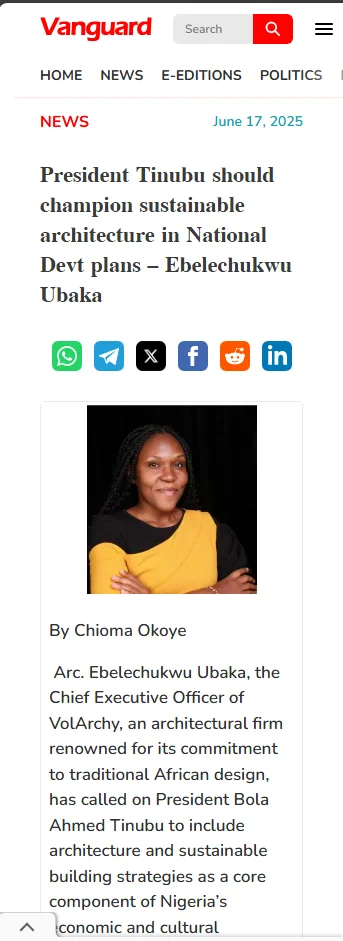 Arc. Ebelechukwu Ubaka - VolArchy in the News 1